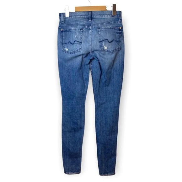 7 for all Mankind The Skinny Distressed Blue Jeans  27 - Picture 2 of 12